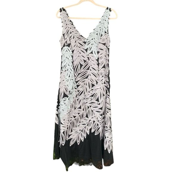 JS Collections Black, Lilac & Grey Leaf Embroidered V Neck Gown 6 Formal Wedding - Picture 3 of 8